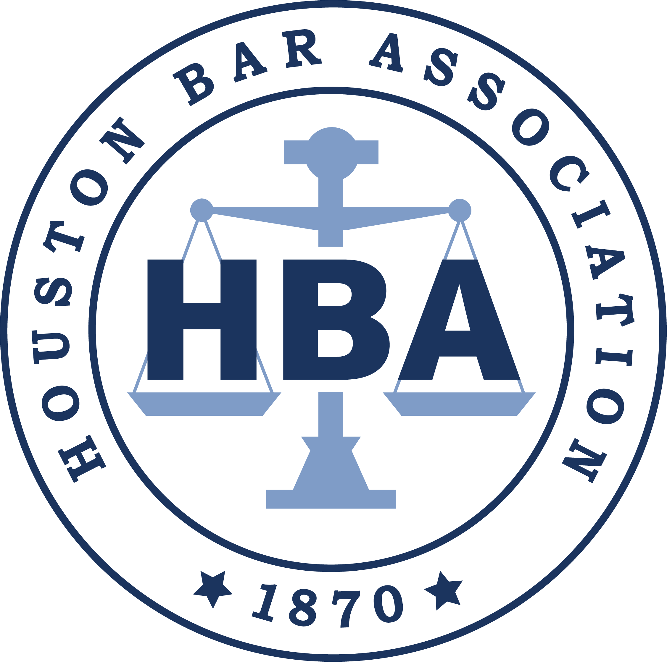 Emblem of the Houston Bar Association, representing the local legal community involvement of Borunda & Fomby.